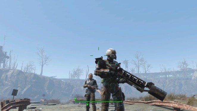 Mit Partner MacCready (genau: Der "Bürgermeister" aus Little Lamplight (FA3) ist "erwachsen" geworden) und "des Problemlösers" Gaussgewehr.